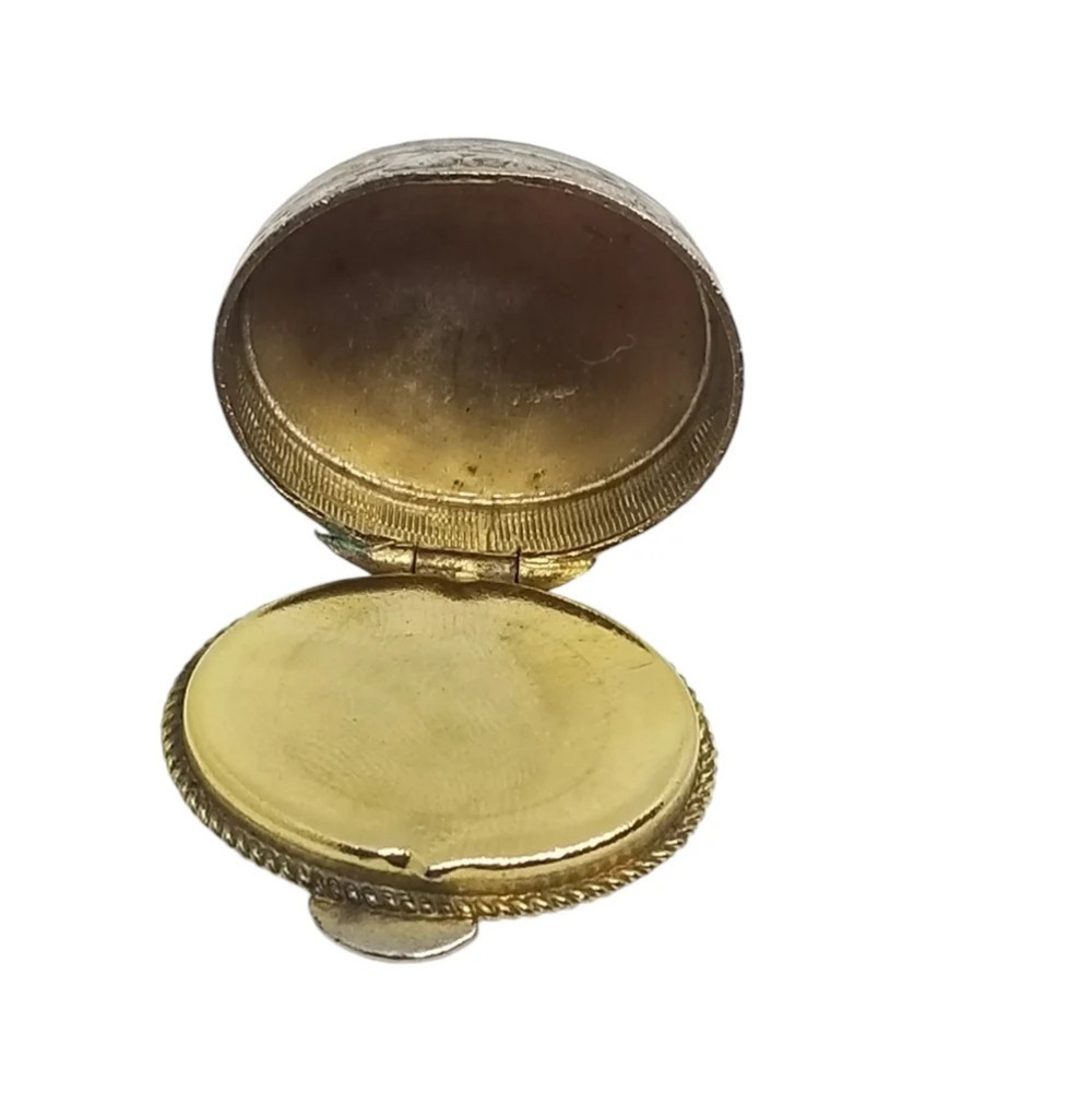 VINTAGE GOLDPLATED & GENUINE NEPHRITE JADE STONE TRINKET BOX - Picture 4 of 7